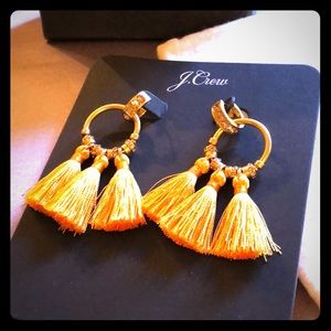 NEW J. Crew Pave Tassel Earrings Gold